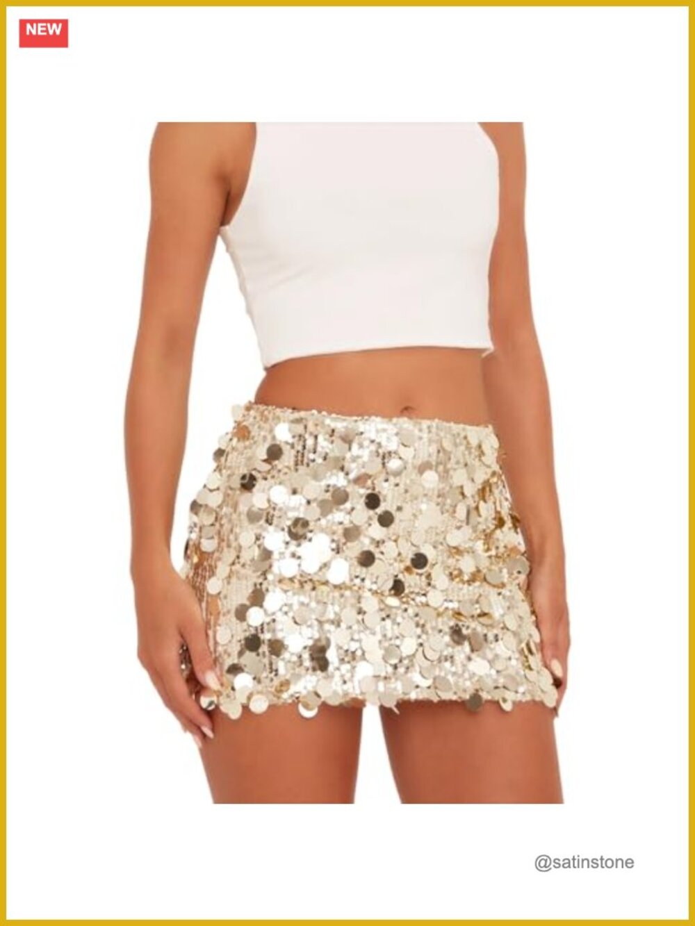 Sparkly Sequin Bodycon Mini Skirt Mid Rise Slim Fit Night Out